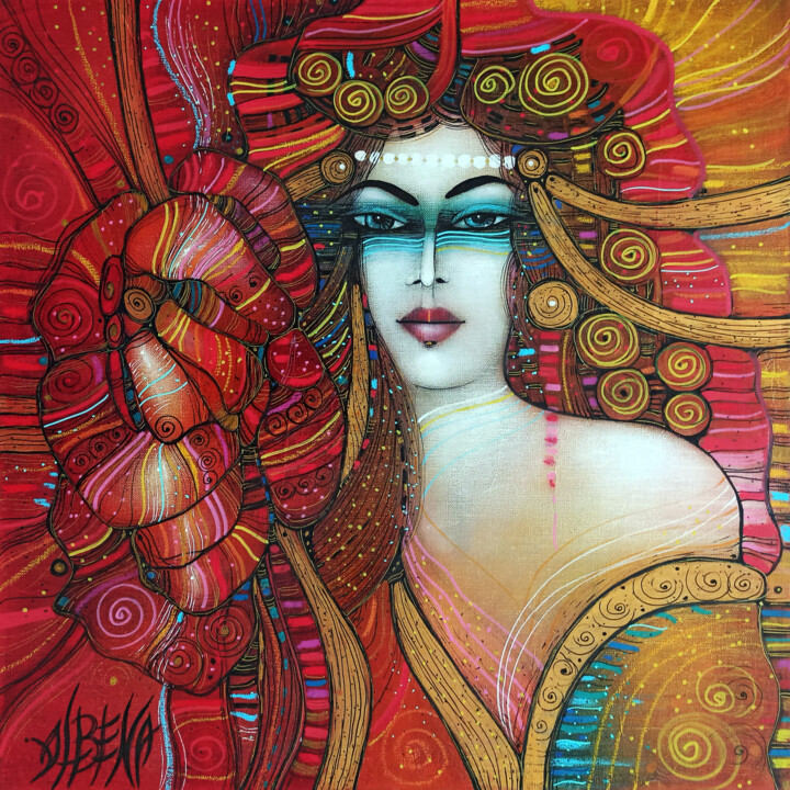 Peinture intitulée "Rose" par Albena Vatcheva, Œuvre d'art originale, Huile Monté sur Châssis en bois