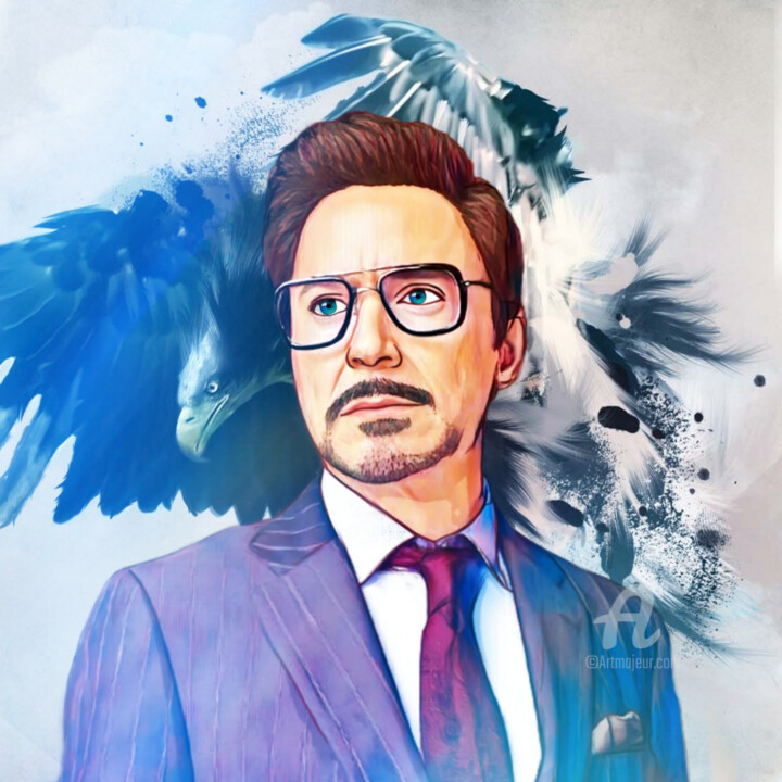 Arte digital titulada "ROBERT DOWNEY JR" por Phoenix Arts, Obra de arte original, Pintura Digital