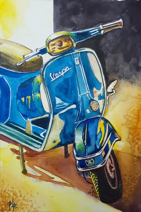 Vespa 绘画, 11.8x7.9 in