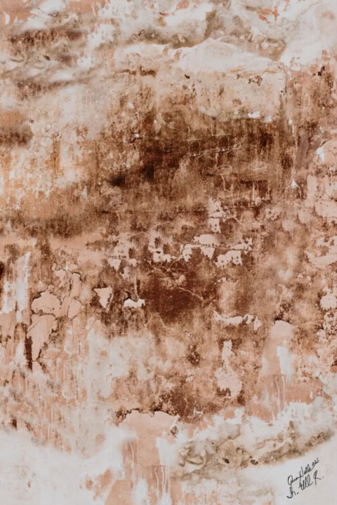Painting titled "Rustic Abstract Wal…" by Queennoble, Original Artwork, Acrylic Mounted on Wood Panel