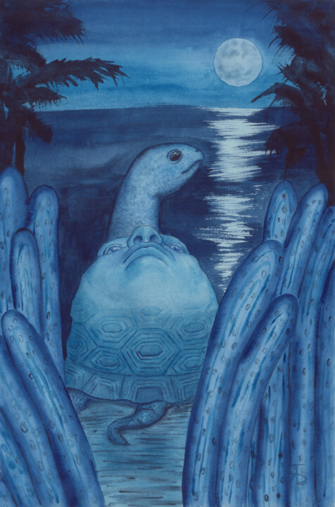 Night Turtle 绘画, 23.6x15.8 in