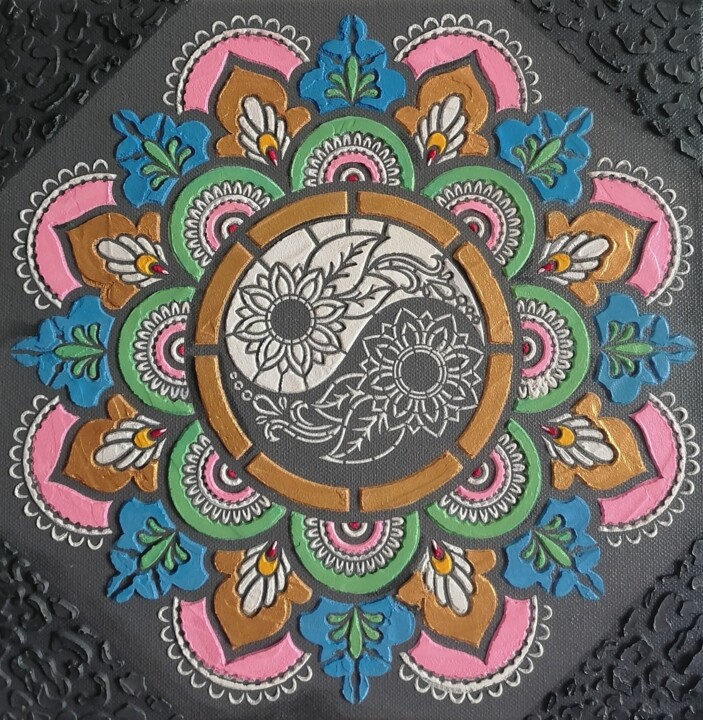 Relationship Harmony Mandala 绘画, 11.8x11.8 in