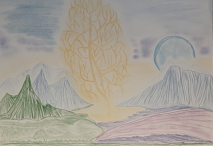 éclair sur une autre planète 图画, 11.8x16.5 in