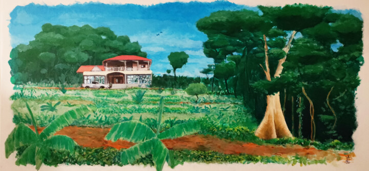 Maison de Maïlys au Cameroun 绘画, 19.7x39.4 in