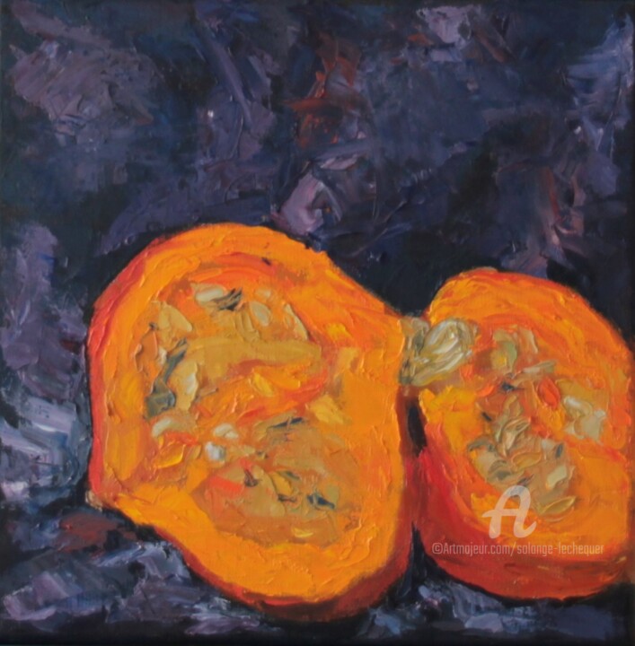 Peinture intitulée "Les Potimarrons" par Chéker, Œuvre d'art originale, Huile Monté sur Châssis en bois