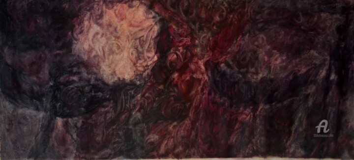 Painting titled "Moon Goddess Dancin…" by Mariska Ma Veepilaikaliyamma, Original Artwork, Pigments