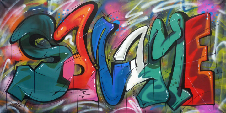 Peinture intitulée "Tag n° 2202" par Saname, Œuvre d'art originale, Bombe aérosol