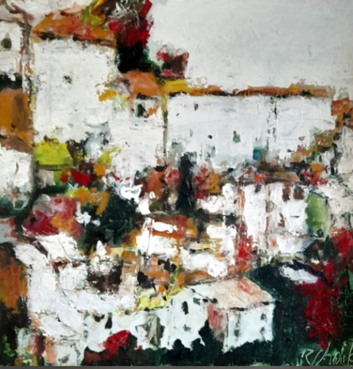 Village provençal 绘画, 11.8x11.8 in