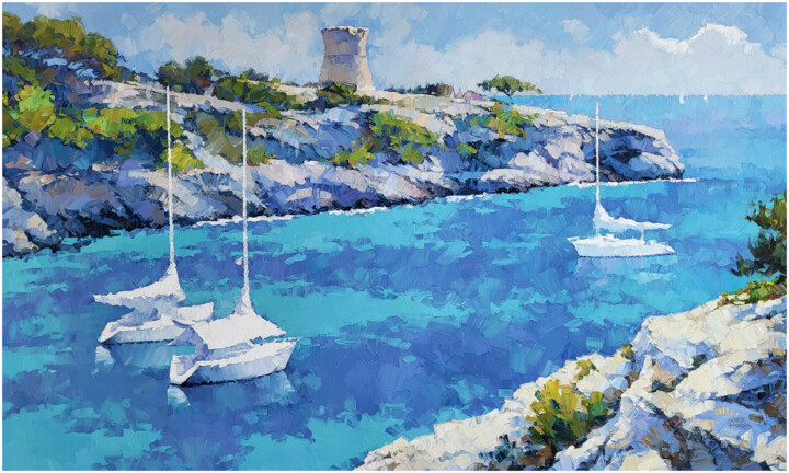 Pintura titulada "Cala Pi VII" por Alex Hook Krioutchkov, Obra de arte original, Oleo Montado en Bastidor de camilla de made…
