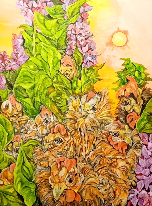 Курочки 绘画, 31.5x23.6 in