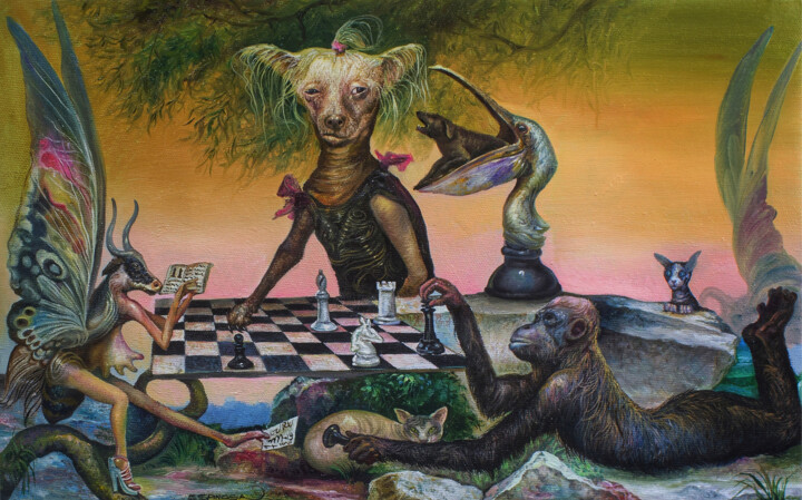 Painting titled "The Last Game" by Reydel Espinosa Fernandez, Original Artwork, Oil