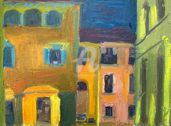 Nocturne, Piazze del Mercuto 绘画, 6.1x8.1 in