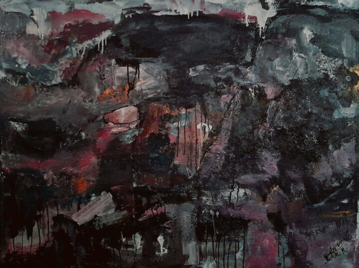 「Encaustic Art "Alca…」というタイトルの絵画 Queennobleによって, オリジナルのアートワーク, エンカウスティーク ウッドパネルにマウント