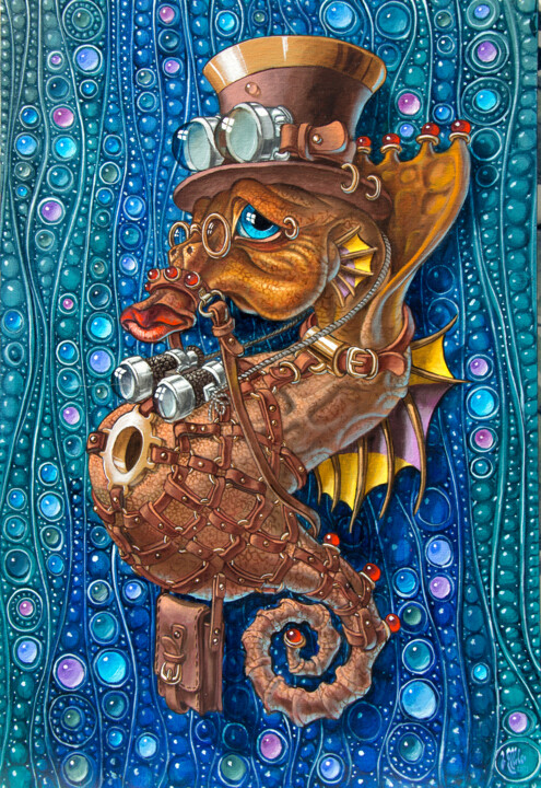 Seahorse in Top Hat 绘画, 19.5x13.4 in