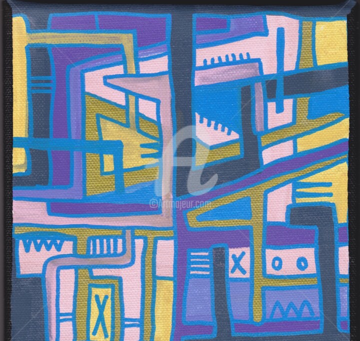 Geometrik blue 绘画, 5.9x5.9 in