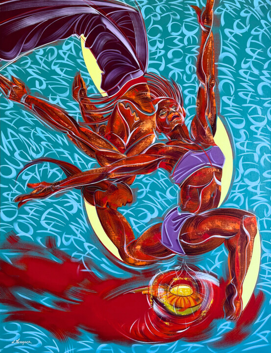 Peinture intitulée "Air Dance" par Laurent Messager, Œuvre d'art originale, Huile Monté sur Châssis en bois
