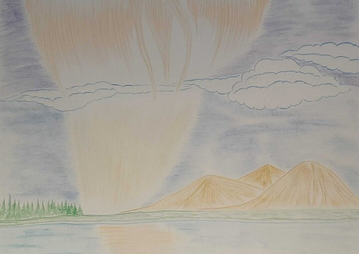 lueur fantastique dans le ciel 图画, 11.8x16.5 in
