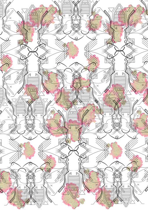Digital Arts titled "bugs pattern" by Timacy Stuido, Original Artwork, Digital Painting