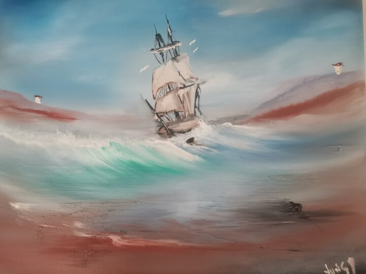 Painting titled "Poseidon émotion 3" by Pascal Jung, Original Artwork, Oil