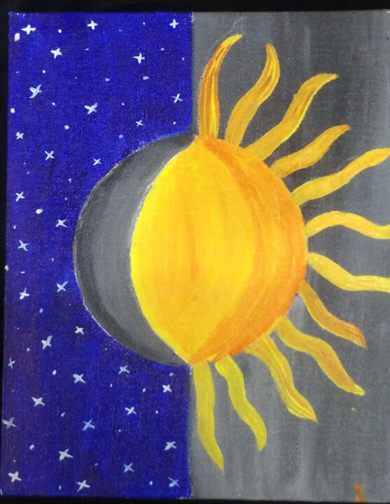 Painting titled "Day night painting" by Bloom In Paint Tyagi, Original Artwork, Acrylic