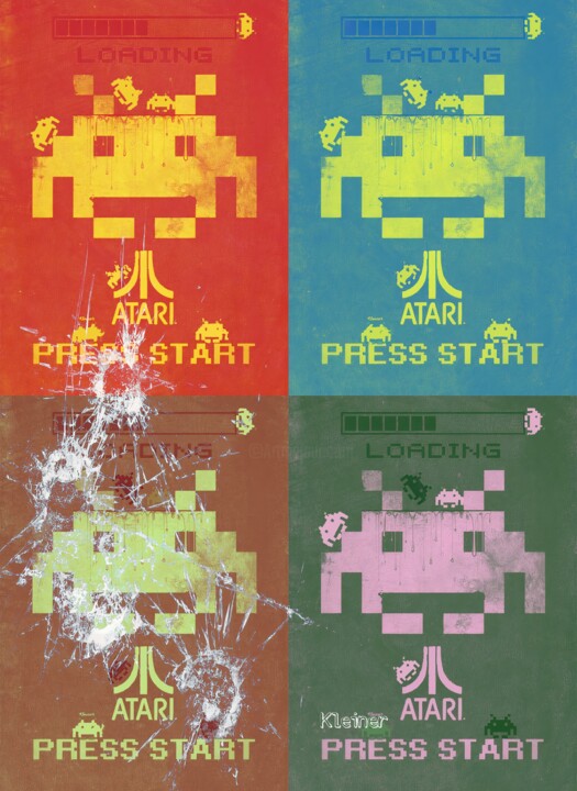 space invaders pop art 绘画, 31.5x23.6 in
