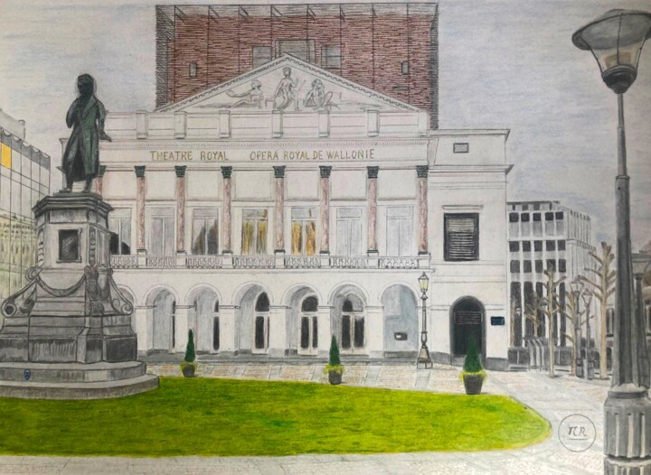 Opéra Royal de Wallonie. Drawing, 11x15.8 in
