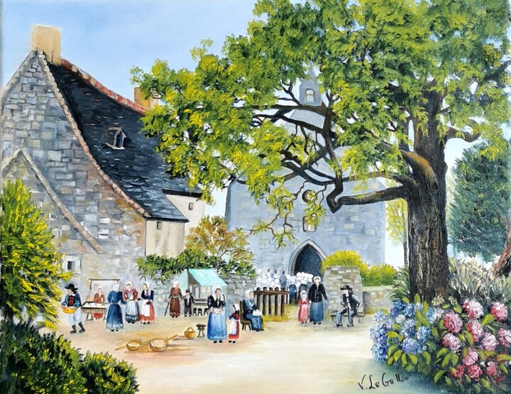 La chapelle St-Nicolas Kerhir-Hommage à Etienne Bouillé 绘画, 15.8x19.7 in