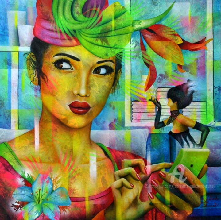Peinture intitulée "Eh, dis donc , tu m…" par Jeannette Guichard-Bunel, Œuvre d'art originale, Huile