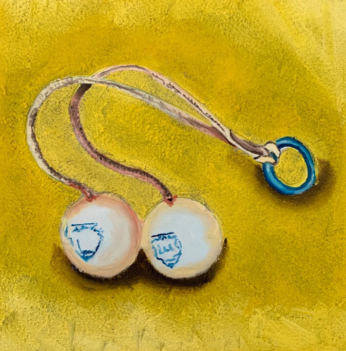 Painting titled "PALLINE CLIK CLAK" by Roberto Re, Original Artwork, Chalk Mounted on Wood Panel