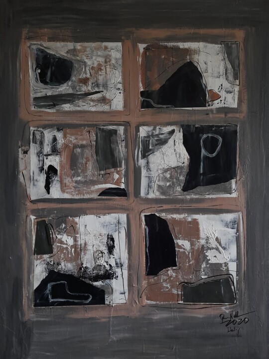 Painting titled "Vogue: Geometric Ab…" by Queennoble, Original Artwork, Acrylic Mounted on Wood Panel