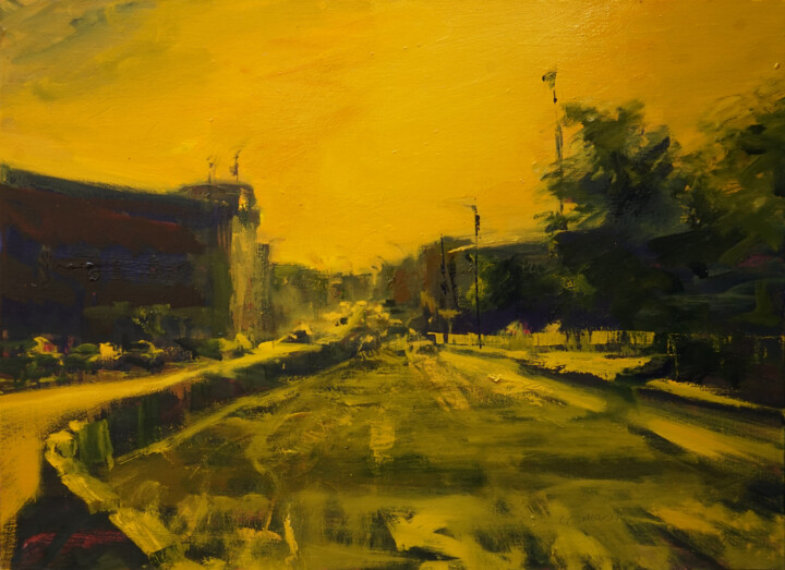Chantier au crépuscule 绘画, 21.3x28.7 in