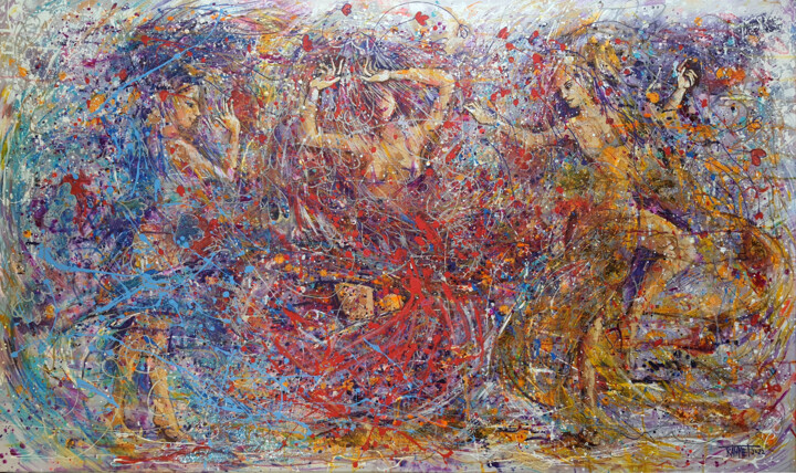 Dancing Sorceresses. 绘画, 35.4x59.1 in