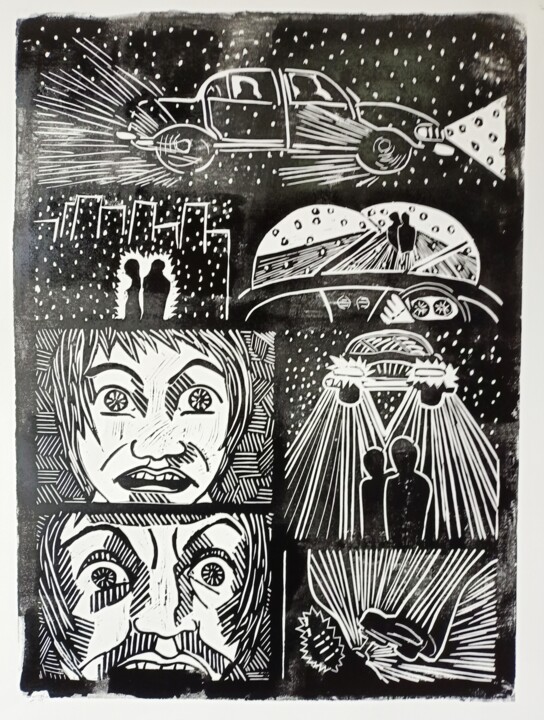 印花与版画 标题为“The conscience in t…” 由Karel Liefooghe, 原创艺术品, Linocuts 安装在木板上