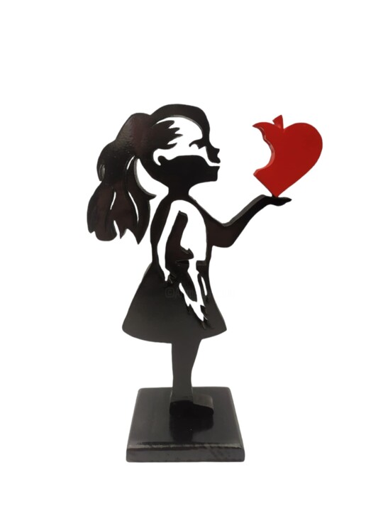 FILLE POMME COEUR CROQUE 雕塑, 11x7.1 in