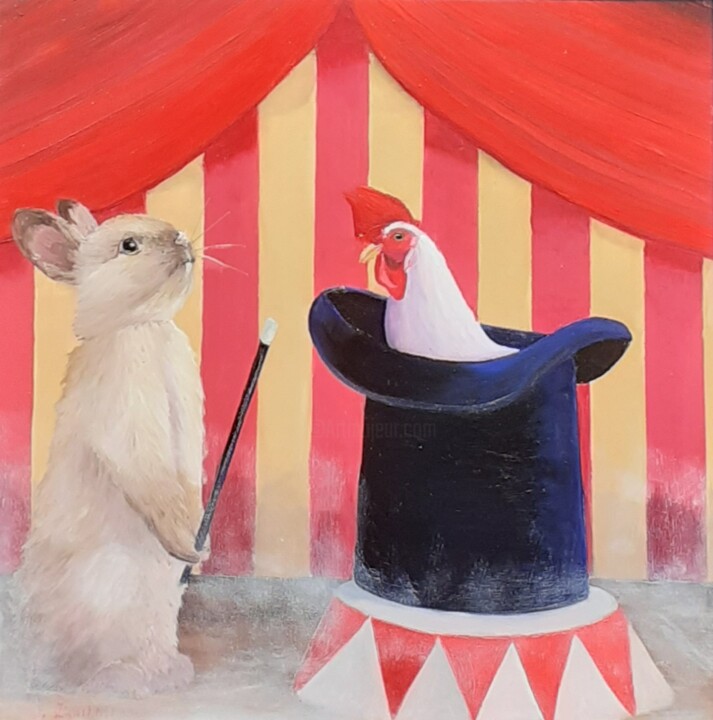 La bacchetta taroccata 绘画, 15.8x15.8 in