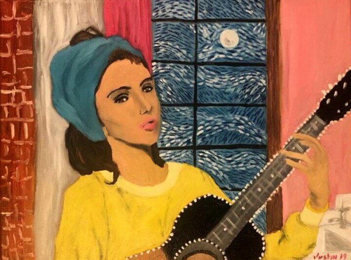 Audrey Hepburn Moon River 绘画, 12x16 in