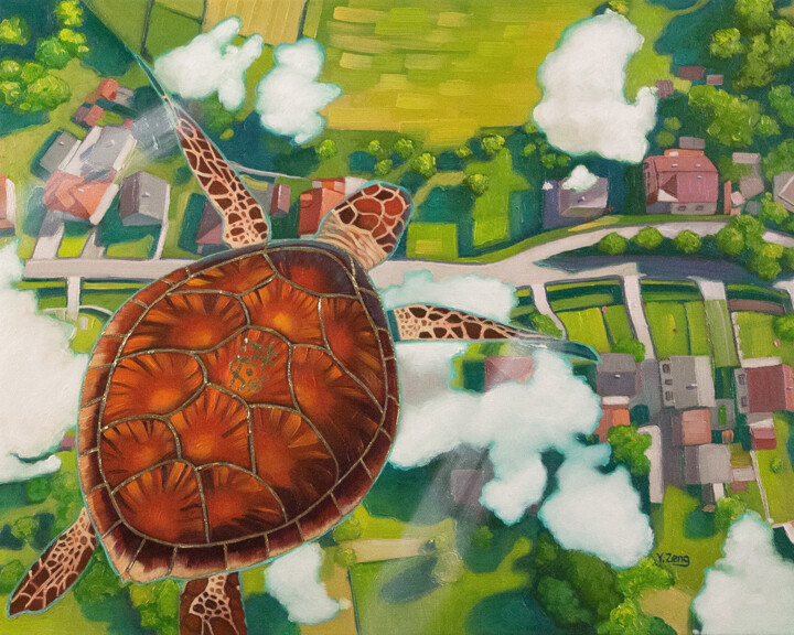 Flying turtle 绘画, 16x20 in