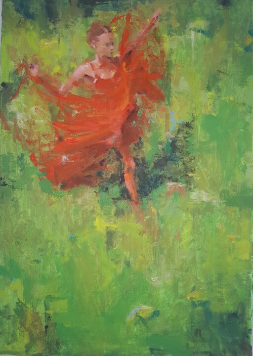 Peinture intitulée "Courir à en perdre…" par Isabelle Cotillard, Œuvre d'art originale, Huile Monté sur Châssis en bois