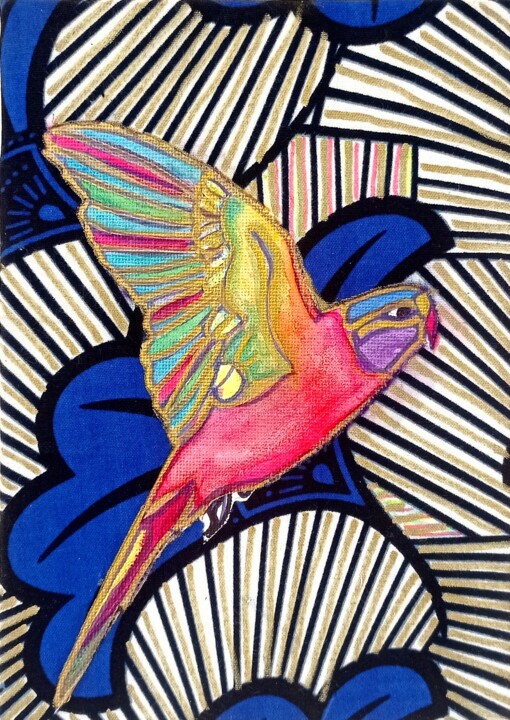 wax bird 绘画, 7x5 in