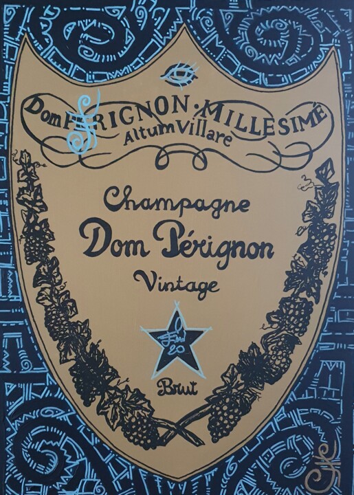 DOM PÉRIGNON night blu 绘画, 27.6x19.7 in