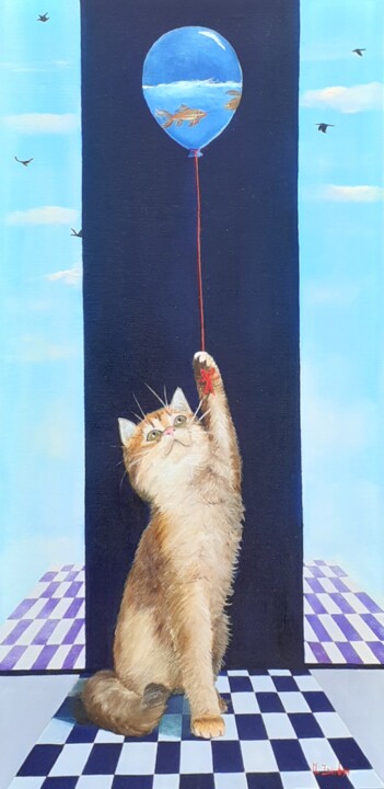 Il palloncino con pesciolini 绘画, 31.5x15.8 in