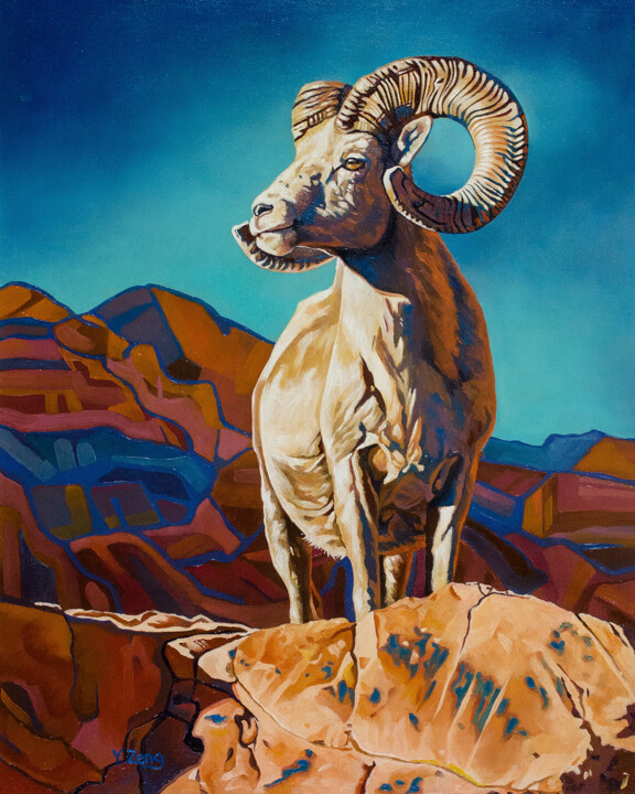 Mountain pride bighorn sheep/Ram 绘画, 20x16 in