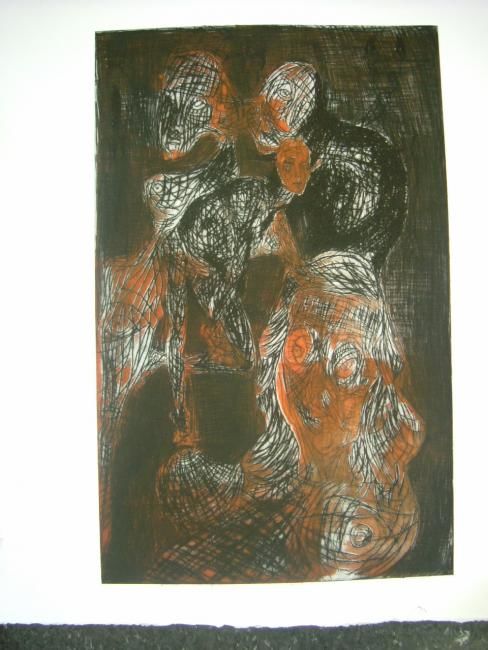 图画 标题为“faces 2” 由Antonio Cabrera, 原创艺术品