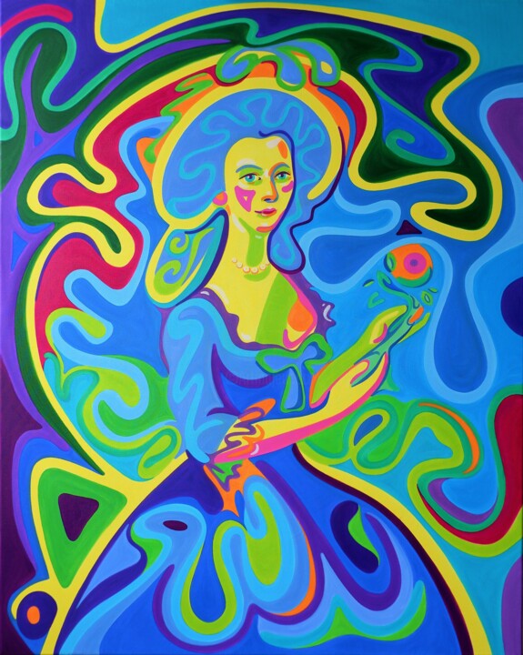 Marie Antoinette with a Rose 绘画, 39.4x31.5 in