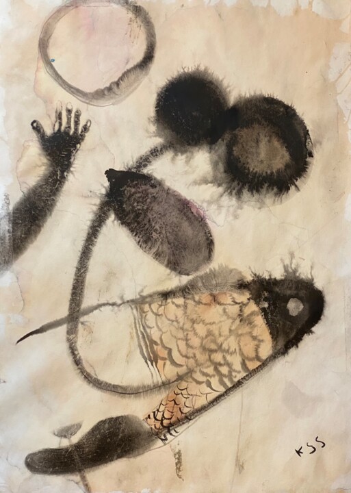 Painting titled "Life" by Sergei Kozachenko, Original Artwork, Ink