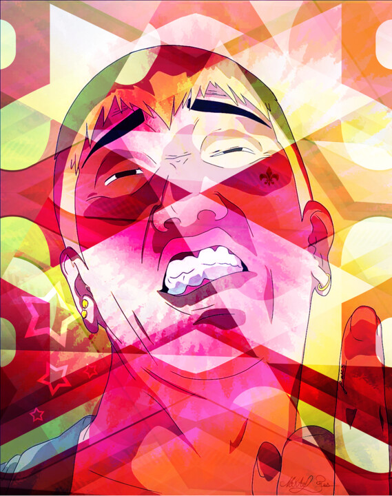 Arts numériques intitulée "CODEINE CRAZY" par Mike Pi, Œuvre d'art originale, Peinture numérique Monté sur Plexiglas