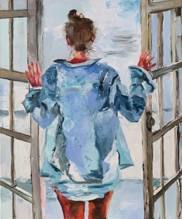 Pittura intitolato "Good morning, world…" da Vita Schagen, Opera d'arte originale, Olio Montato su Telaio per barella in leg…