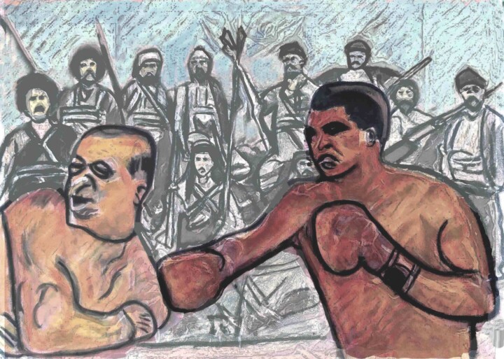 Mohamed Ali vs R.T. Erdogan : une bonne correction 绘画, 19.7x27.6 in