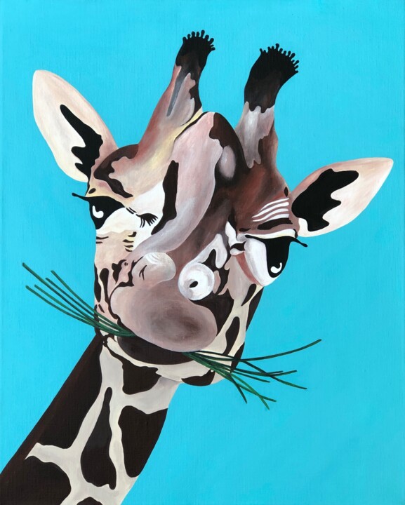 giraffe 绘画, 15.8x11.8 in