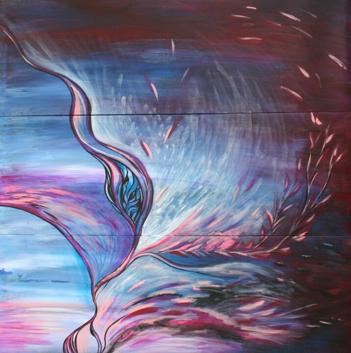 Leaves in the wind 绘画, 35.4x35.4 in